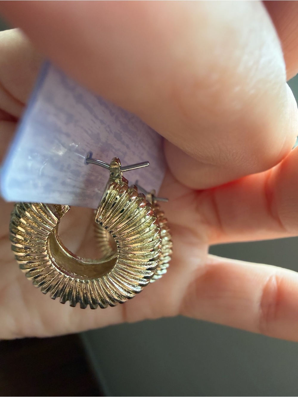 ASOS Gold Ribbed Hoop Earrings - Picture 3 of 3
